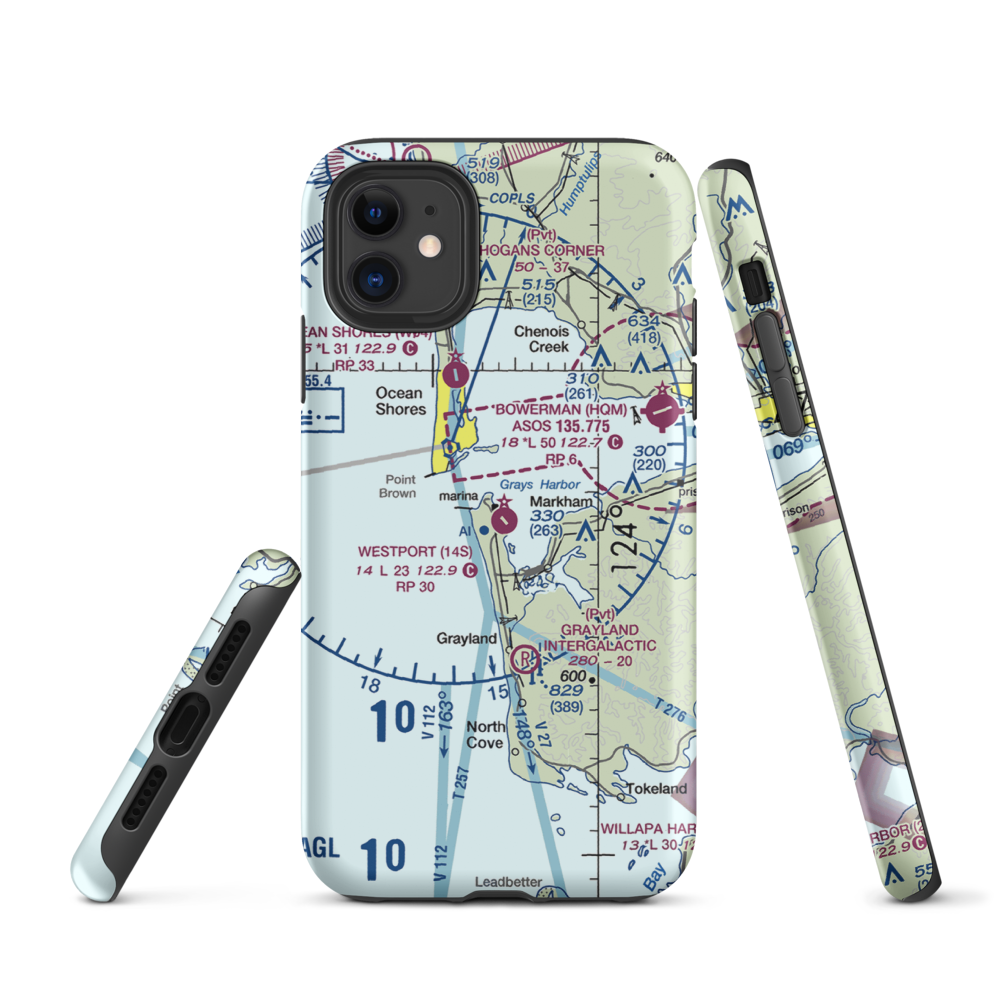 Westport Airport (14S) VFR Sectional  Tough iPhone Case iPhone 11 model shown