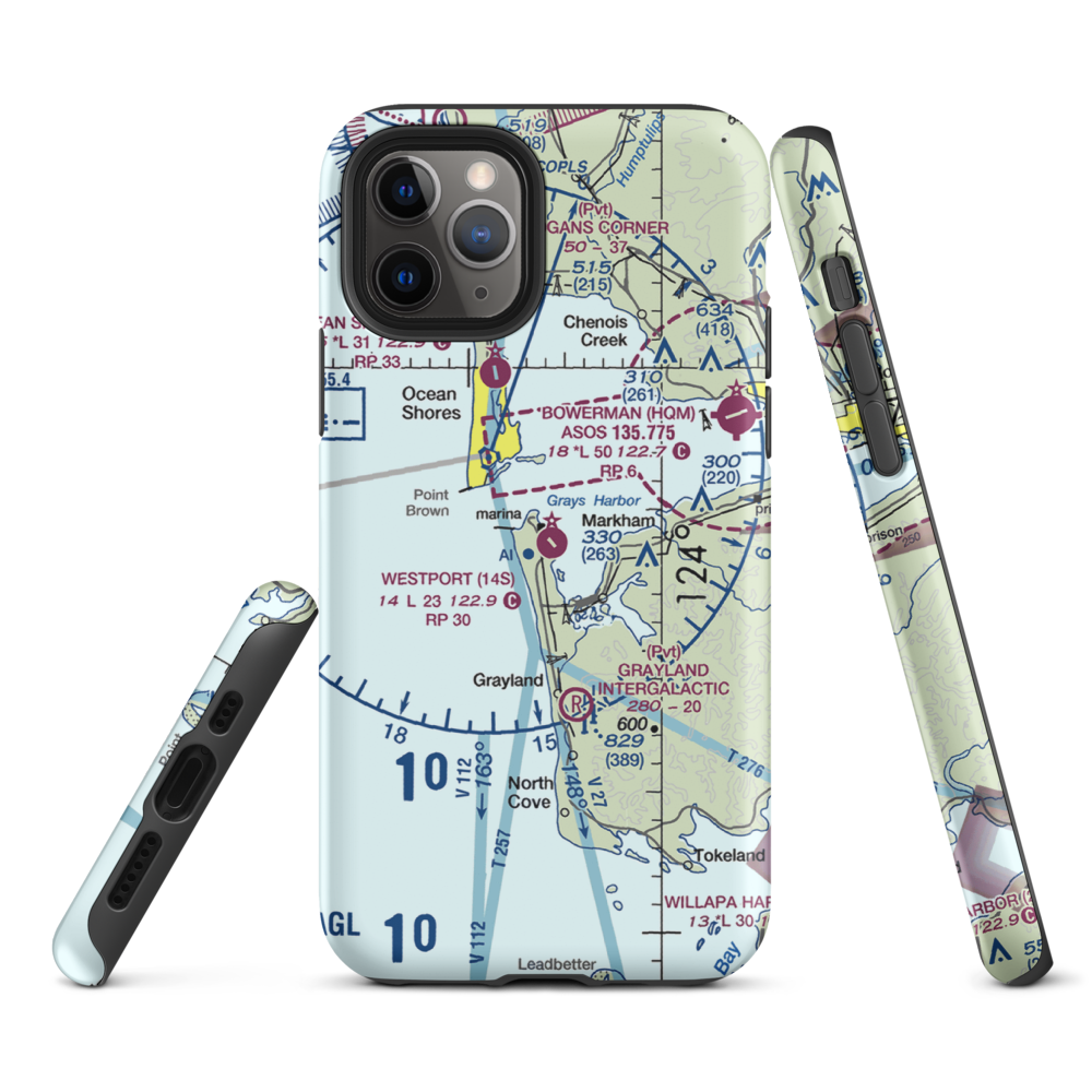 Westport Airport (14S) VFR Sectional  Tough iPhone Case iPhone 11 Pro model shown