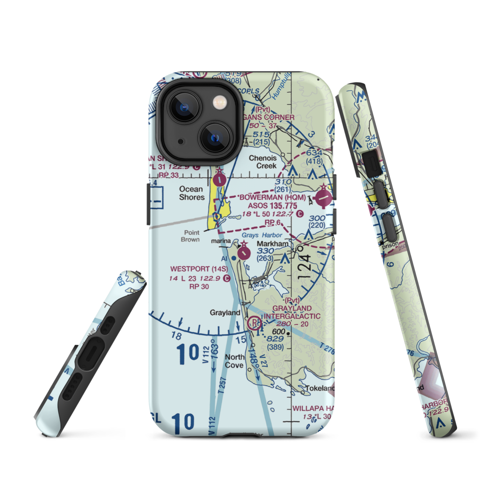Westport Airport (14S) VFR Sectional  Tough iPhone Case iPhone 14 model shown