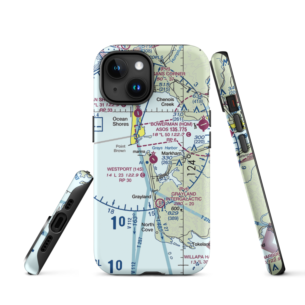 Westport Airport (14S) VFR Sectional  Tough iPhone Case iPhone 15 model shown