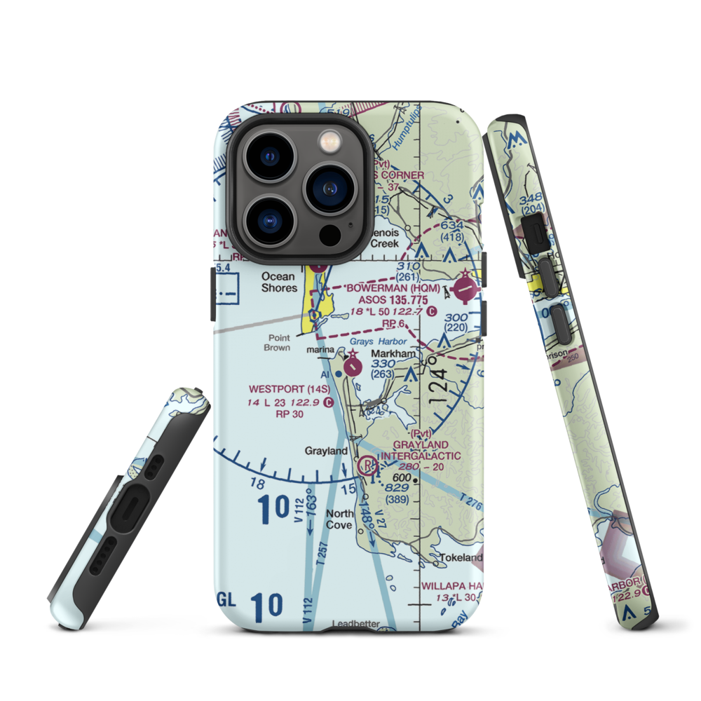 Westport Airport (14S) VFR Sectional  Tough iPhone Case iPhone 13 Pro model shown