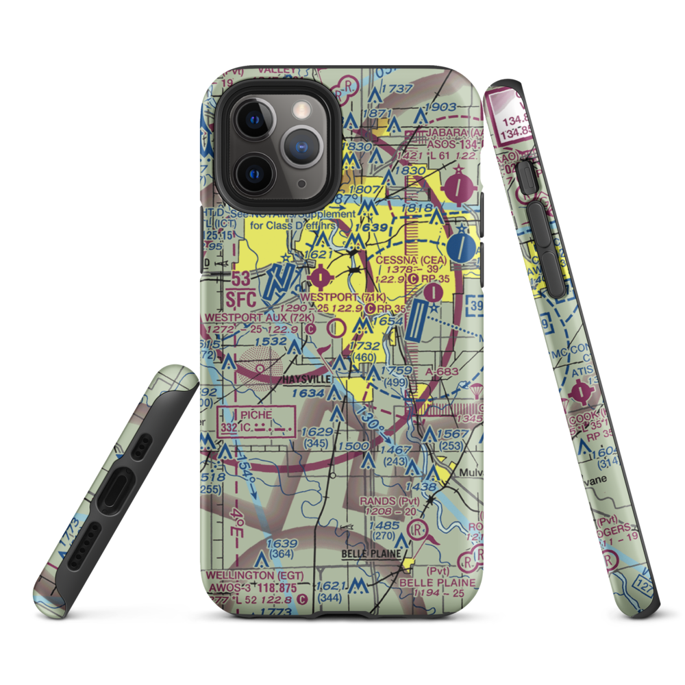 Westport Auxiliary Airport (72K) VFR Sectional  Tough iPhone Case iPhone 11 Pro model shown