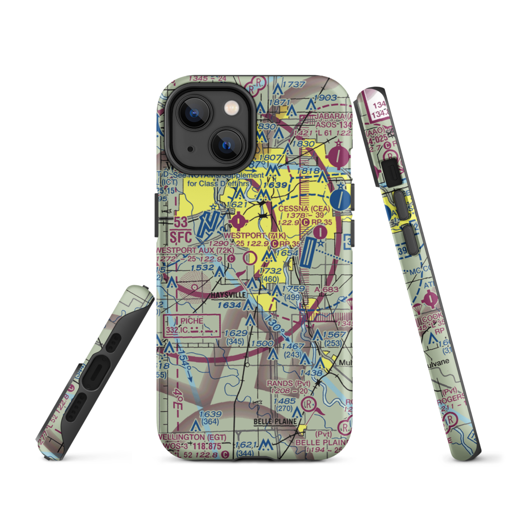 Westport Auxiliary Airport (72K) VFR Sectional  Tough iPhone Case iPhone 14 model shown