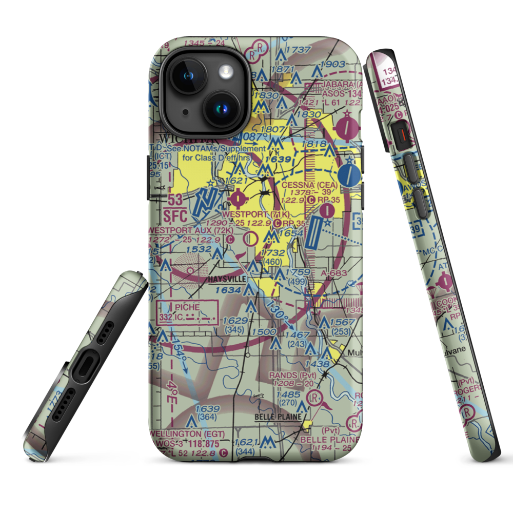 Westport Auxiliary Airport (72K) VFR Sectional  Tough iPhone Case iPhone 15 Plus model shown