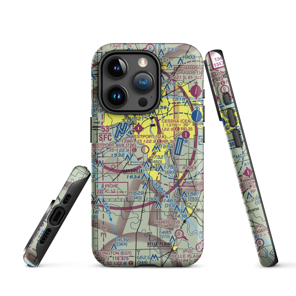 Westport Auxiliary Airport (72K) VFR Sectional  Tough iPhone Case iPhone 15 Pro model shown