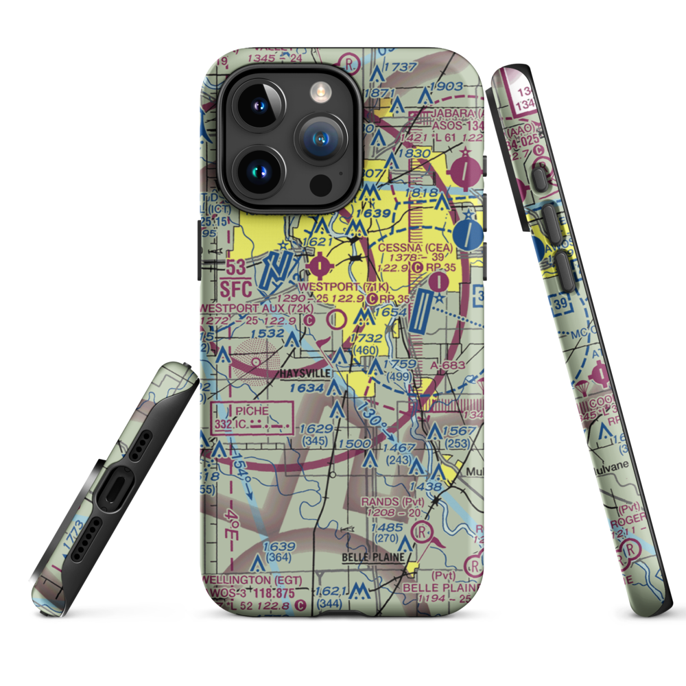 Westport Auxiliary Airport (72K) VFR Sectional  Tough iPhone Case iPhone 15 Pro Max model shown