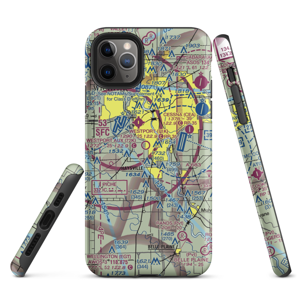 Westport Auxiliary Airport (72K) VFR Sectional  Tough iPhone Case iPhone 11 Pro Max model shown