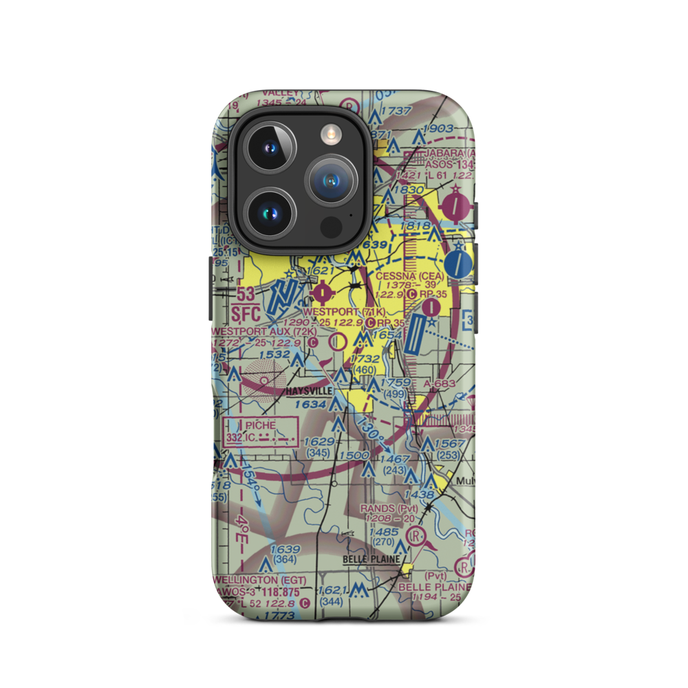 Westport Auxiliary Airport (72K) VFR Sectional  Tough iPhone Case iPhone 16 Pro model shown