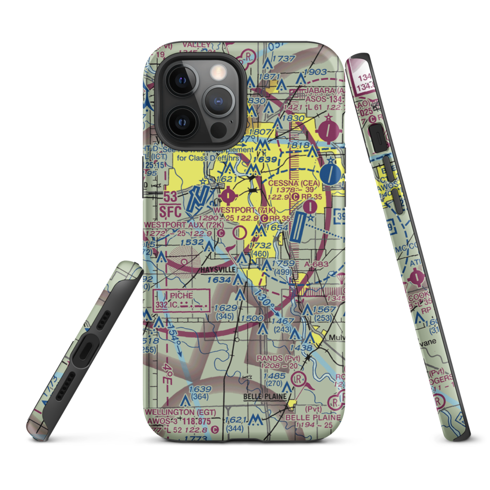 Westport Auxiliary Airport (72K) VFR Sectional  Tough iPhone Case iPhone 12 Pro Max model shown