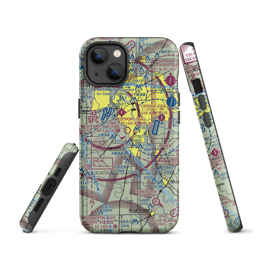 Westport Auxiliary Airport (72K) VFR Sectional  Tough iPhone Case iPhone 13 model shown