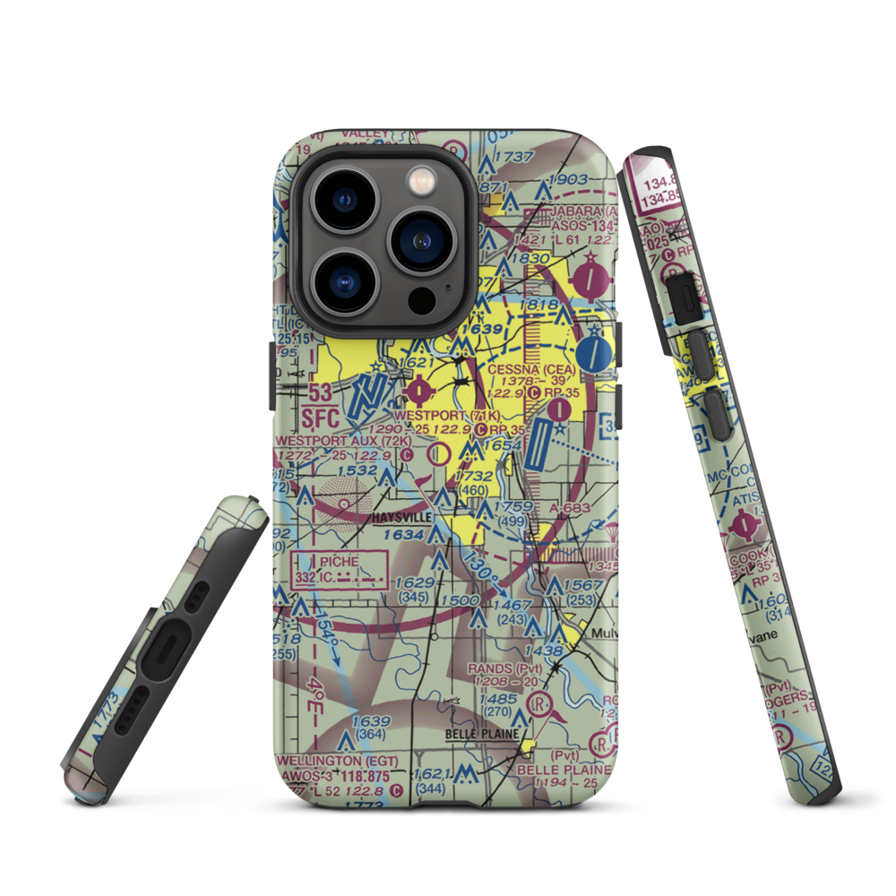Westport Auxiliary Airport (72K) VFR Sectional  Tough iPhone Case iPhone 13 Pro model shown