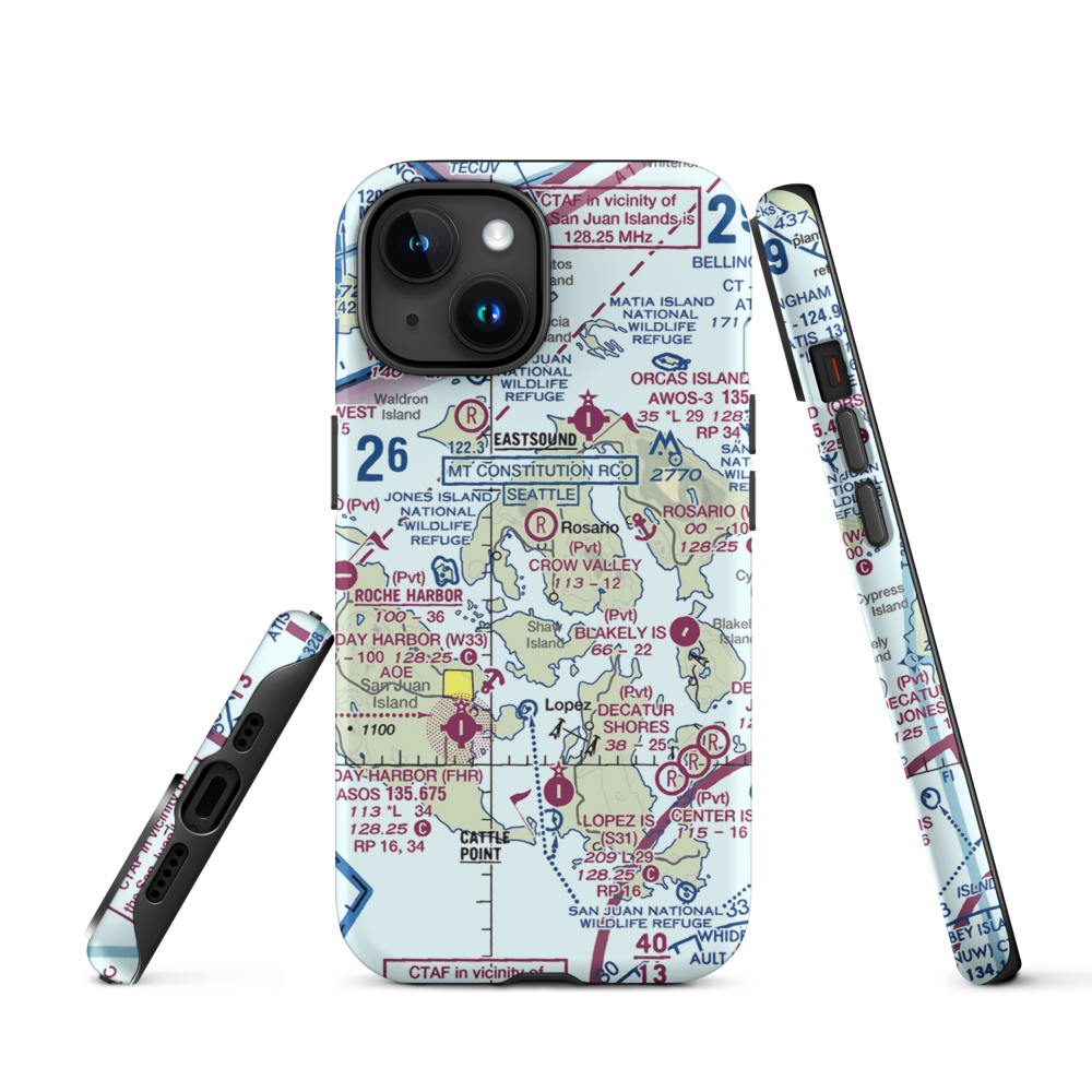 Westsound/Wsx Seaplane Base (WA83) VFR Sectional  Tough iPhone Case iPhone 15 model shown