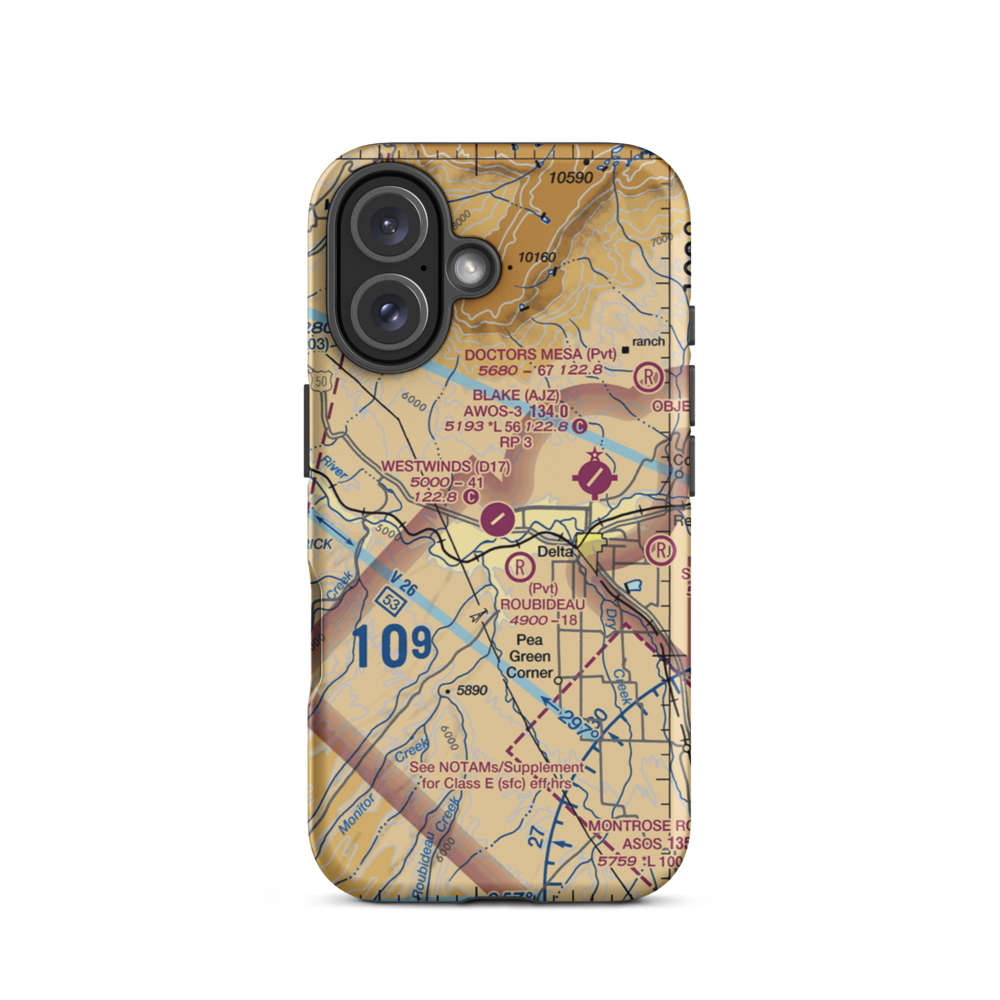 Westwinds Airport (D17) VFR Sectional  Tough iPhone Case iPhone 16 model shown