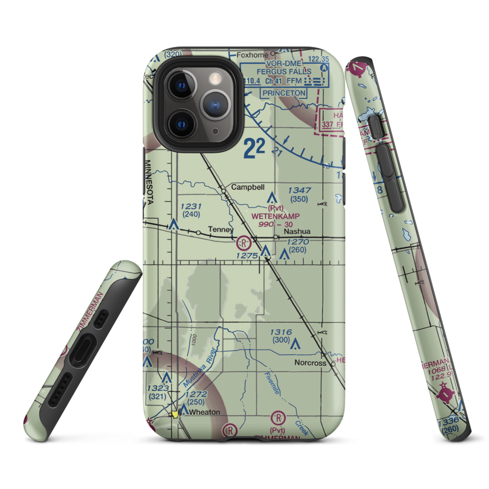 Wetenkamp Airport (29MN) VFR Sectional  Tough iPhone Case iPhone 11 Pro model shown