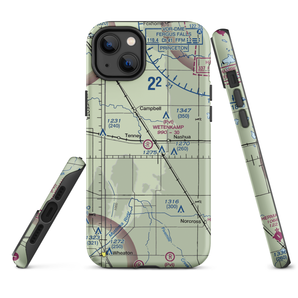 Wetenkamp Airport (29MN) VFR Sectional  Tough iPhone Case iPhone 14 Plus model shown
