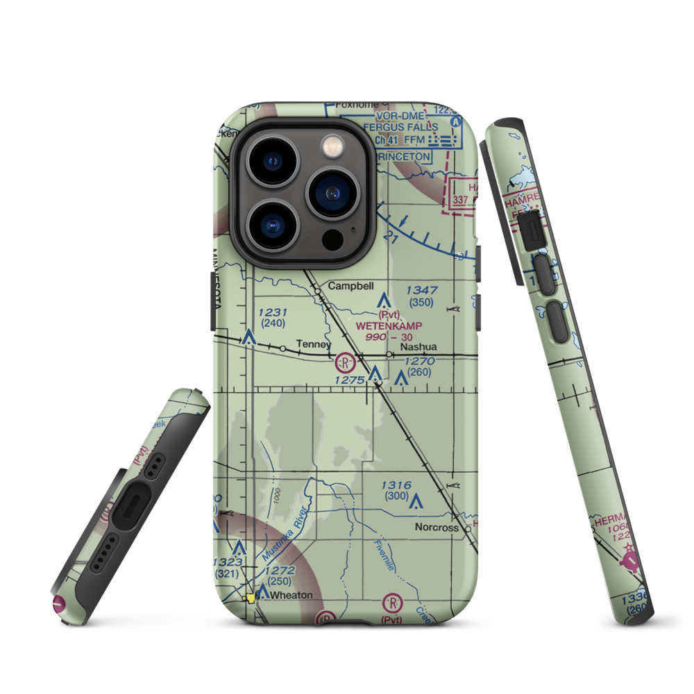 Wetenkamp Airport (29MN) VFR Sectional  Tough iPhone Case iPhone 14 Pro model shown