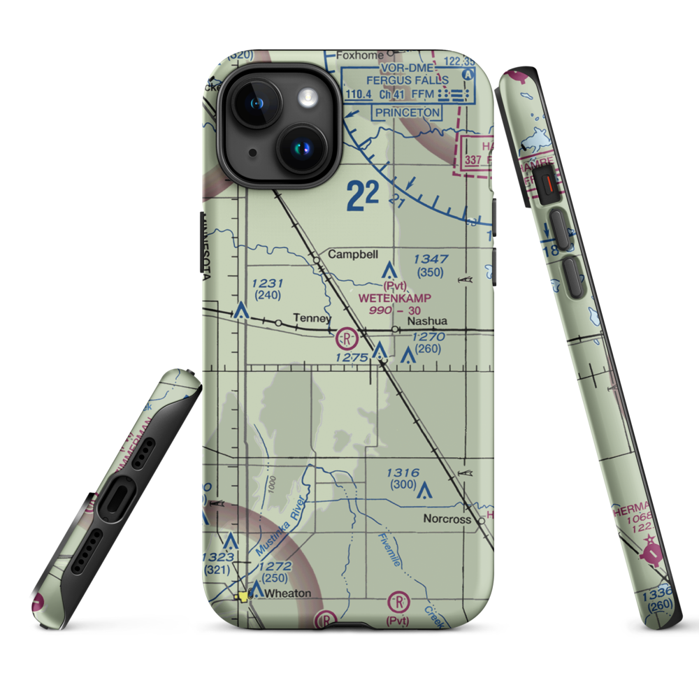 Wetenkamp Airport (29MN) VFR Sectional  Tough iPhone Case iPhone 15 Plus model shown