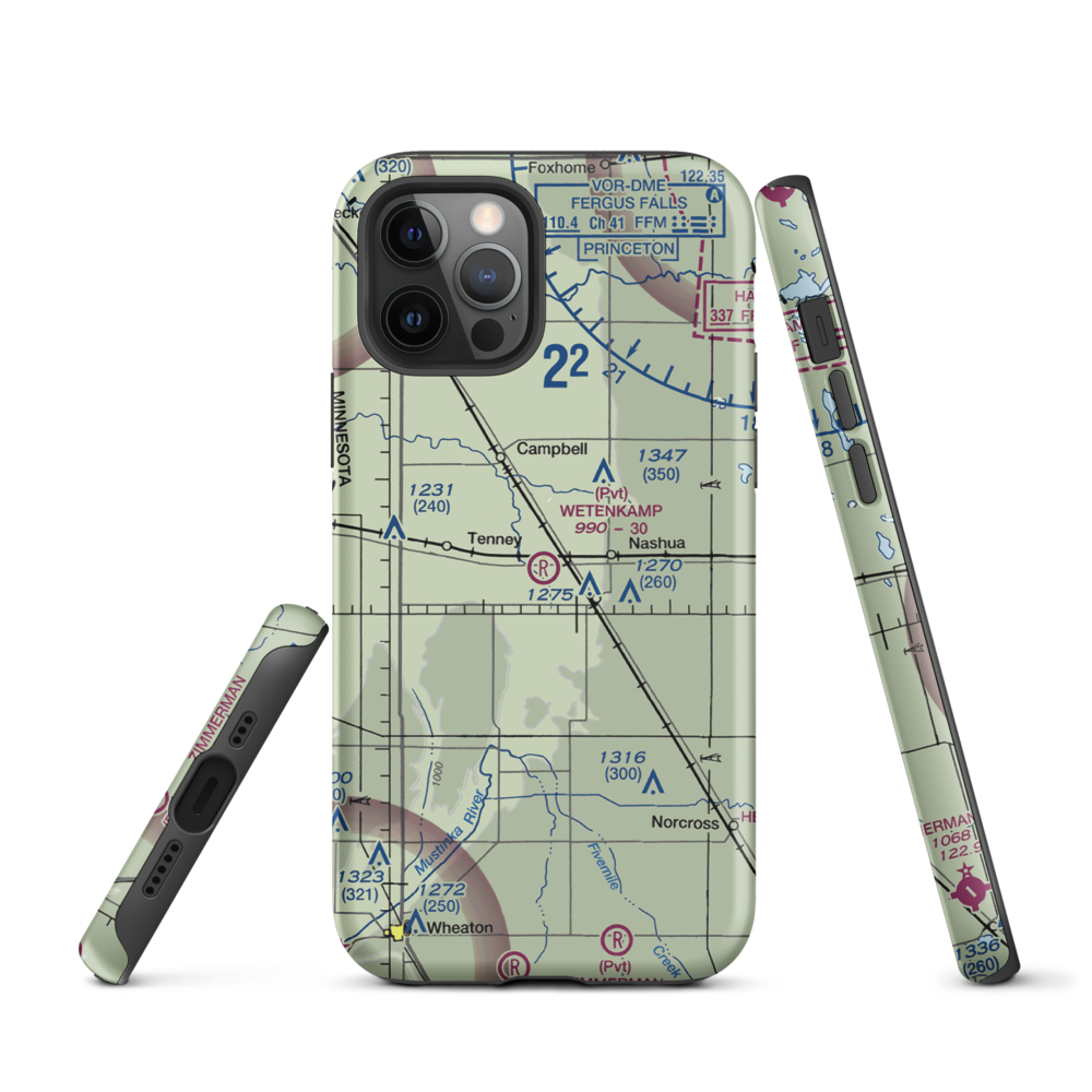 Wetenkamp Airport (29MN) VFR Sectional  Tough iPhone Case iPhone 12 Pro model shown