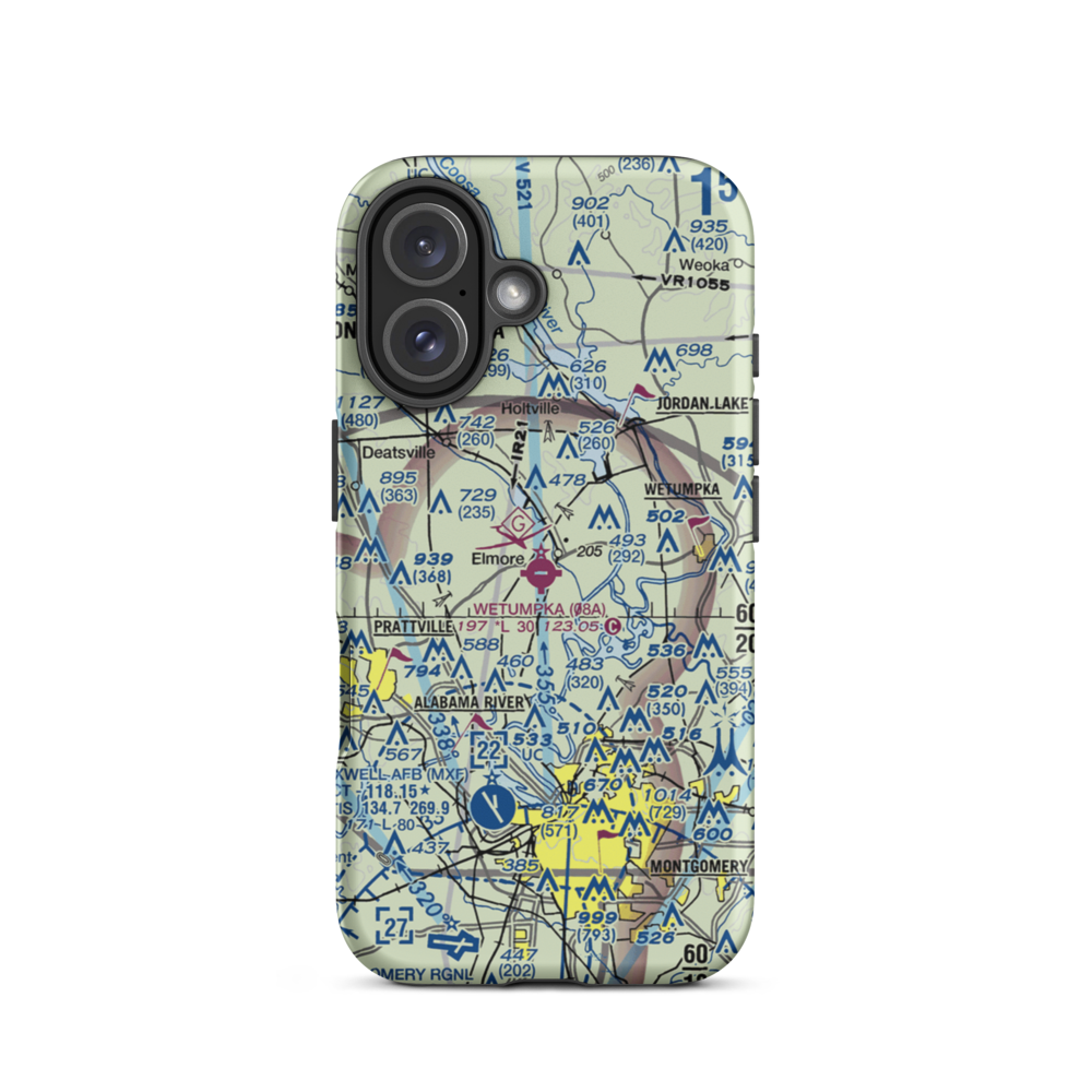 Wetumpka Municipal Airport (08A) VFR Sectional  Tough iPhone Case iPhone 16 model shown