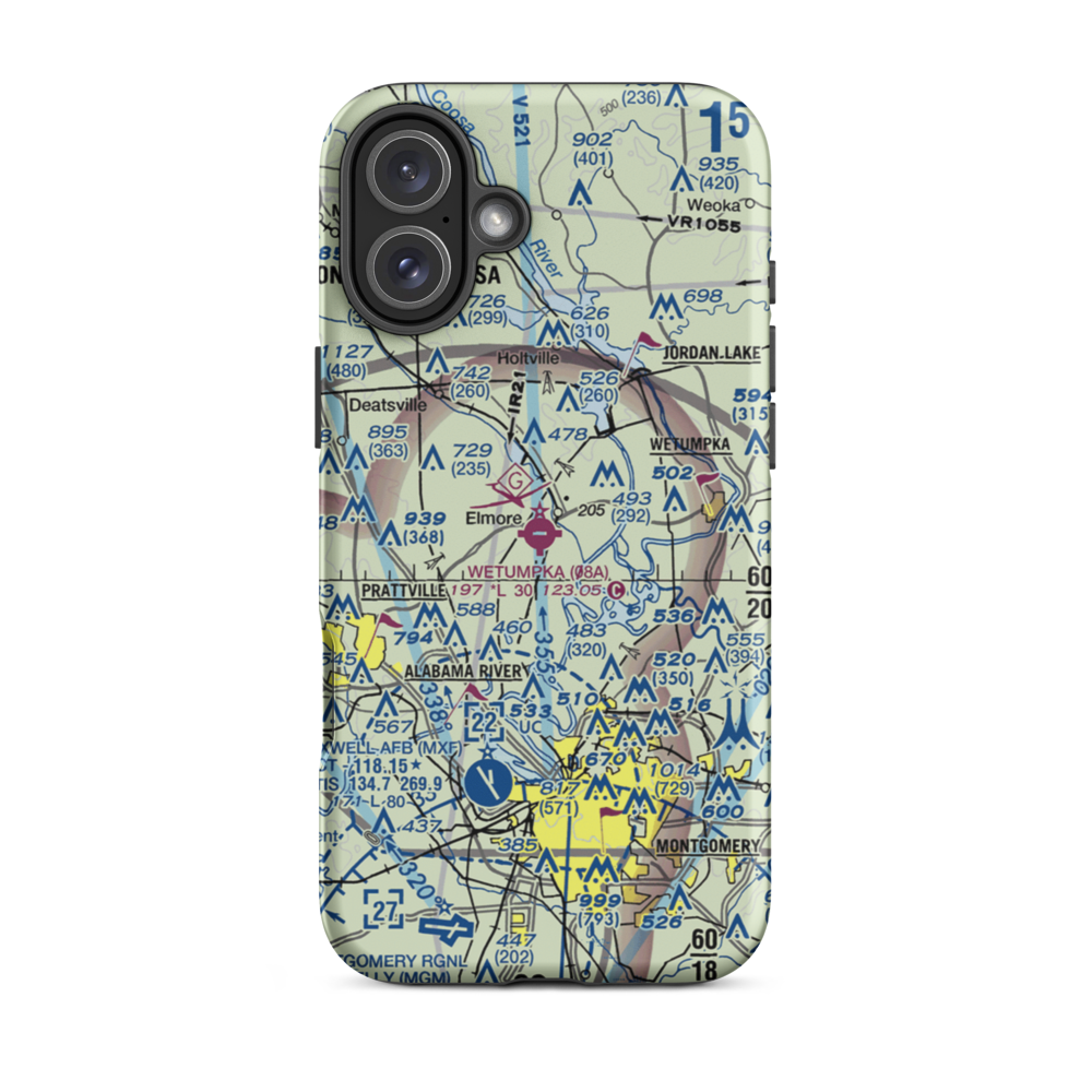 Wetumpka Municipal Airport (08A) VFR Sectional  Tough iPhone Case iPhone 16 Plus model shown