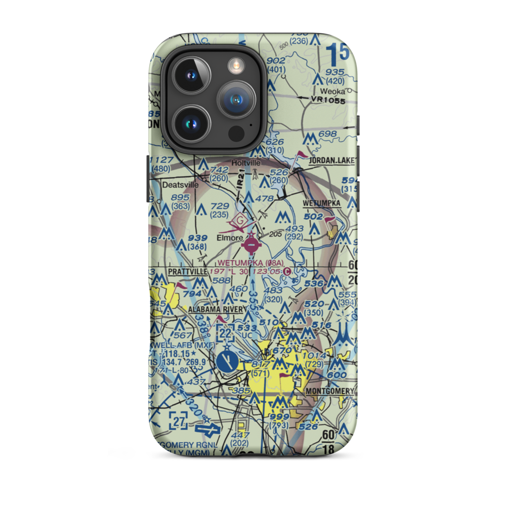 Wetumpka Municipal Airport (08A) VFR Sectional  Tough iPhone Case iPhone 16 Pro Max model shown
