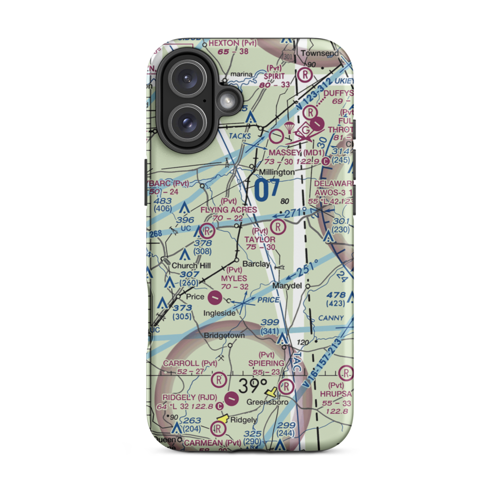 Whalen Field (25MD) VFR Sectional  Tough iPhone Case iPhone 16 Plus model shown