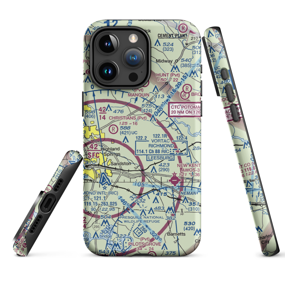 Wharton Field (US-0036) VFR Sectional  Tough iPhone Case iPhone 15 Pro Max model shown