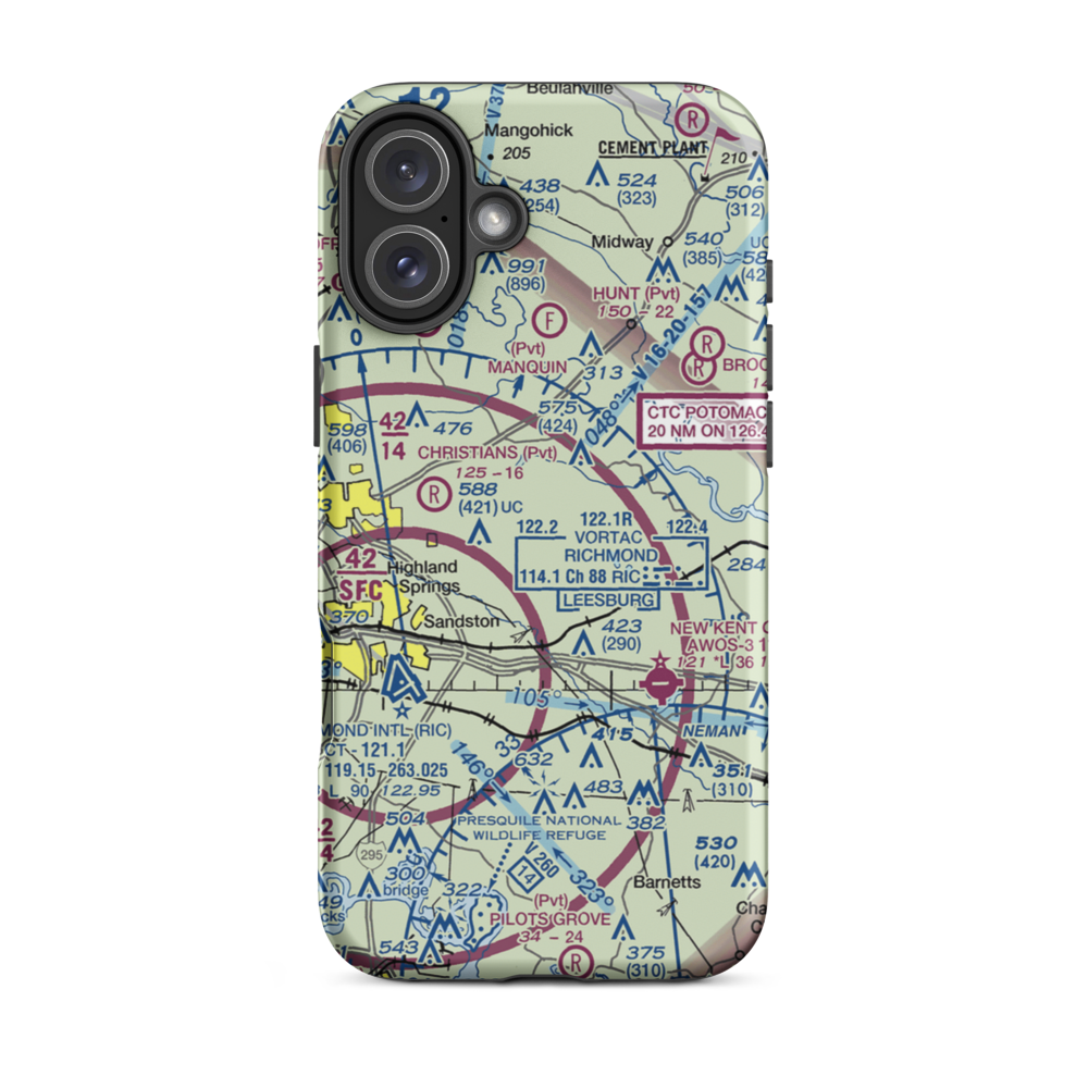Wharton Field (US-0036) VFR Sectional  Tough iPhone Case iPhone 16 Plus model shown
