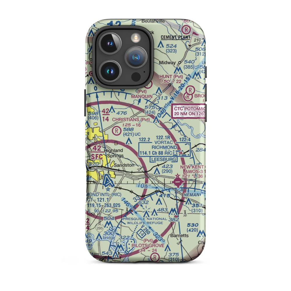 Wharton Field (US-0036) VFR Sectional  Tough iPhone Case iPhone 16 Pro Max model shown