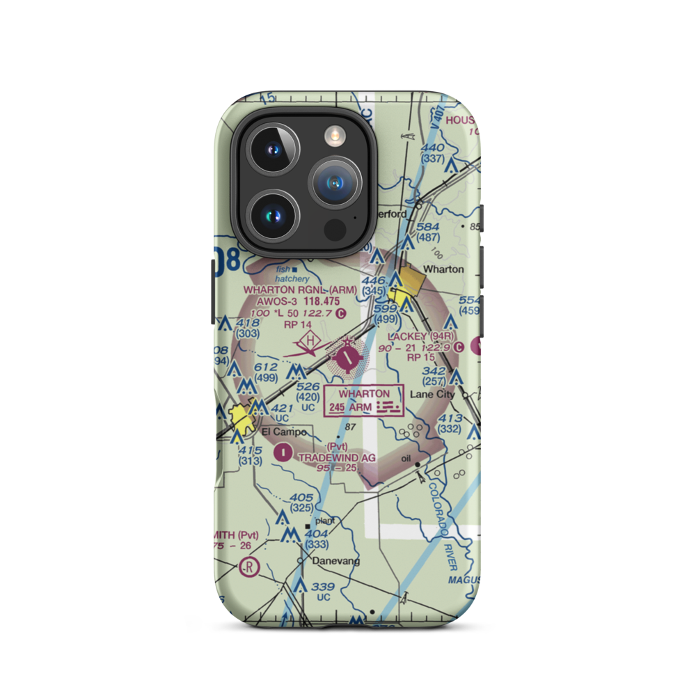 Wharton Regional Airport (ARM) VFR Sectional  Tough iPhone Case iPhone 16 Pro model shown