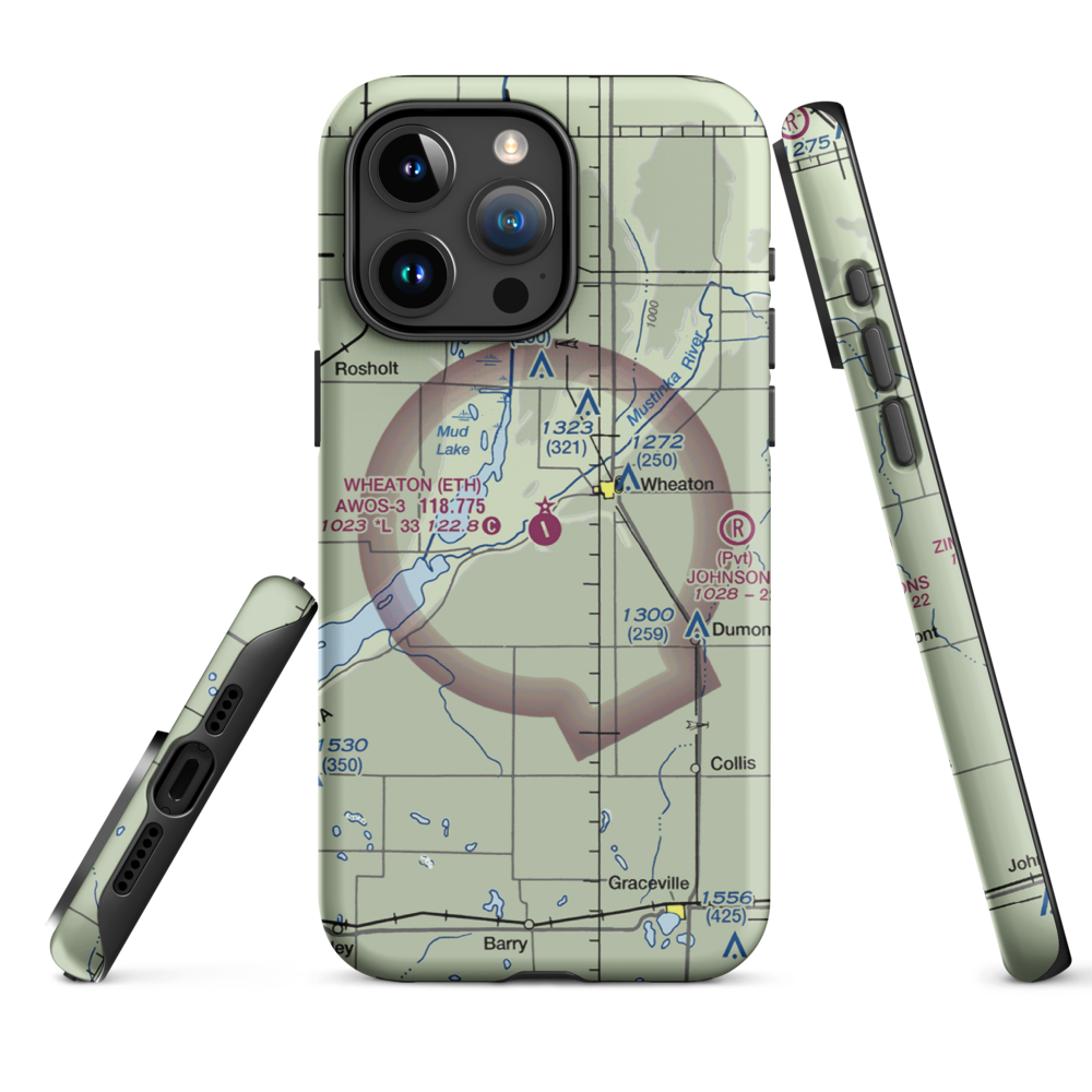 Wheaton Municipal Airport (ETH) VFR Sectional  Tough iPhone Case iPhone 15 Pro Max model shown