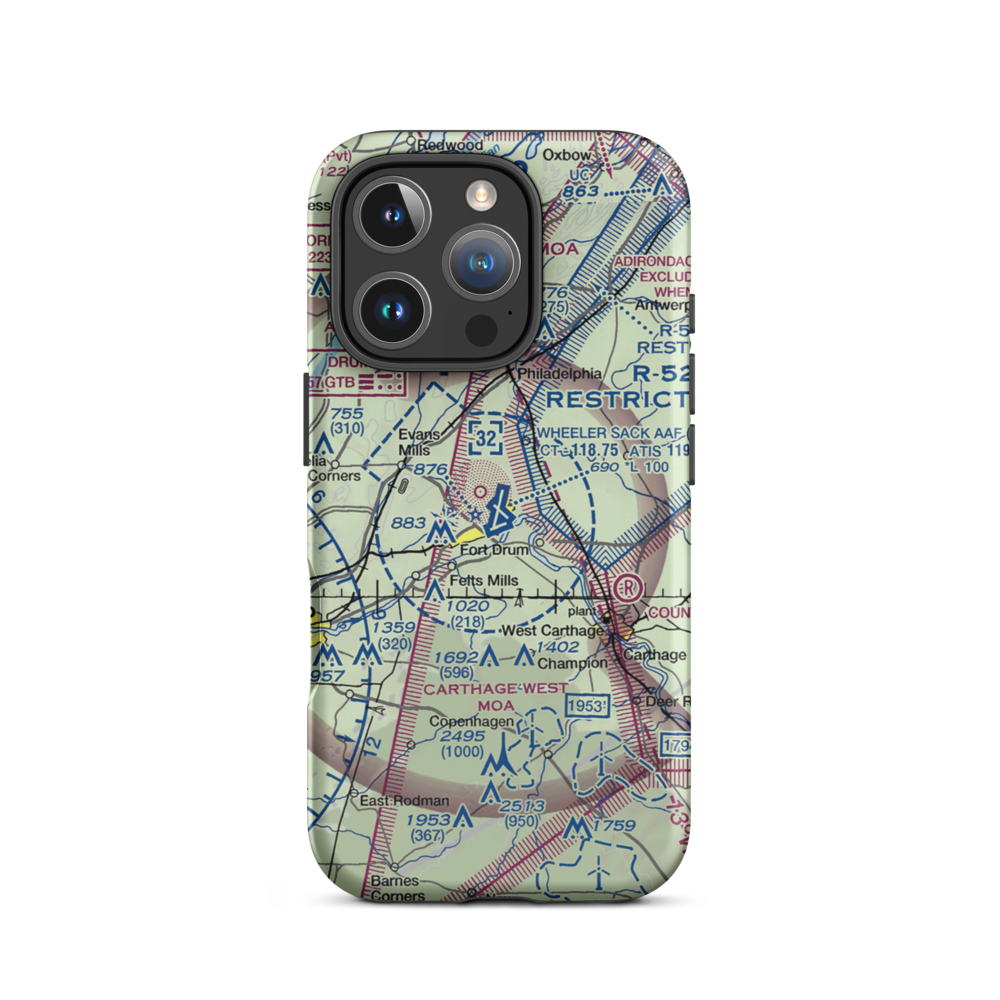 Wheeler Sack Army Air Field (GTB) VFR Sectional  Tough iPhone Case iPhone 16 Pro model shown