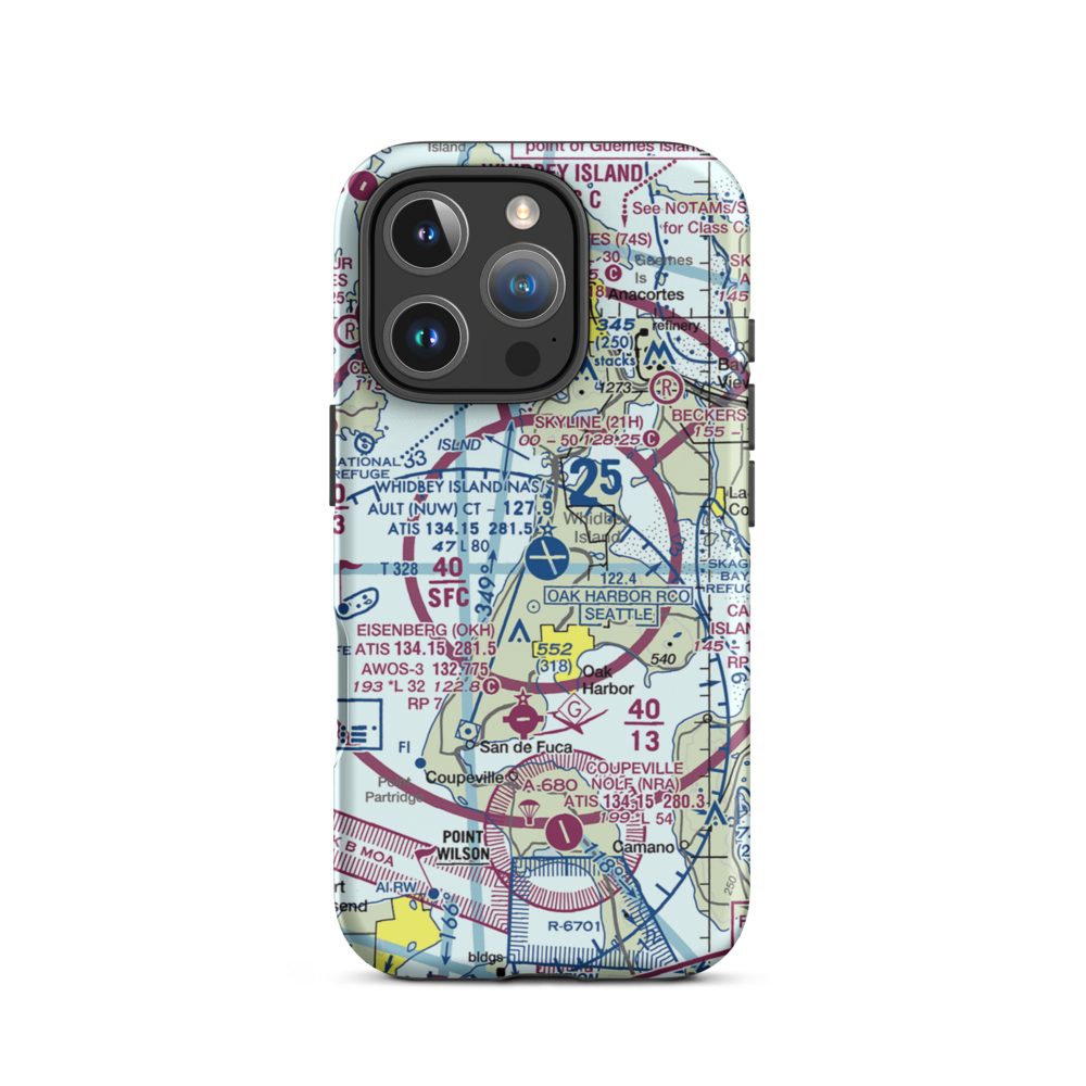 Whidbey Island Naval Air Station (Ault Field) (NUW) VFR Sectional  Tough iPhone Case iPhone 16 Pro model shown