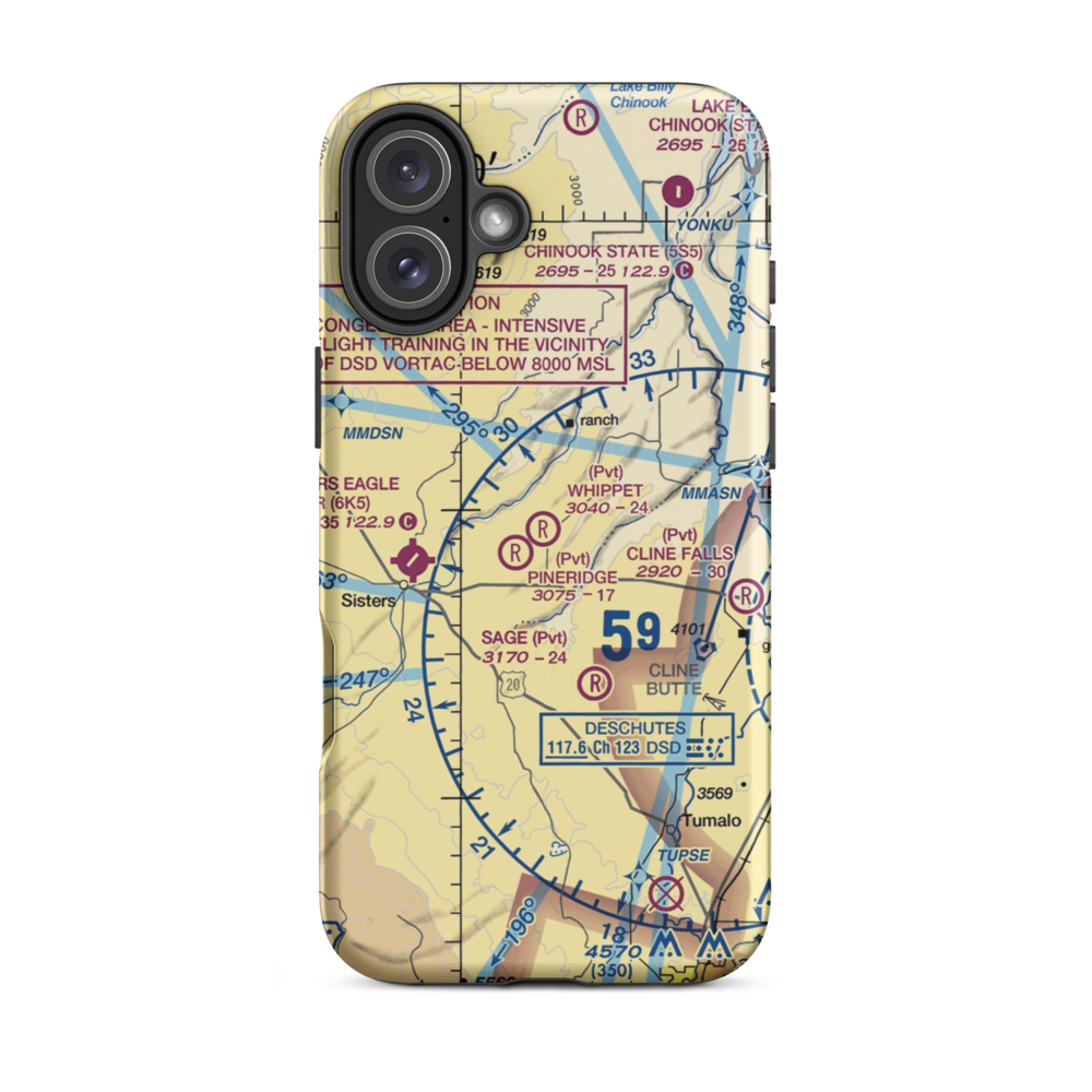Whippet Field (OR34) VFR Sectional  Tough iPhone Case iPhone 16 Plus model shown