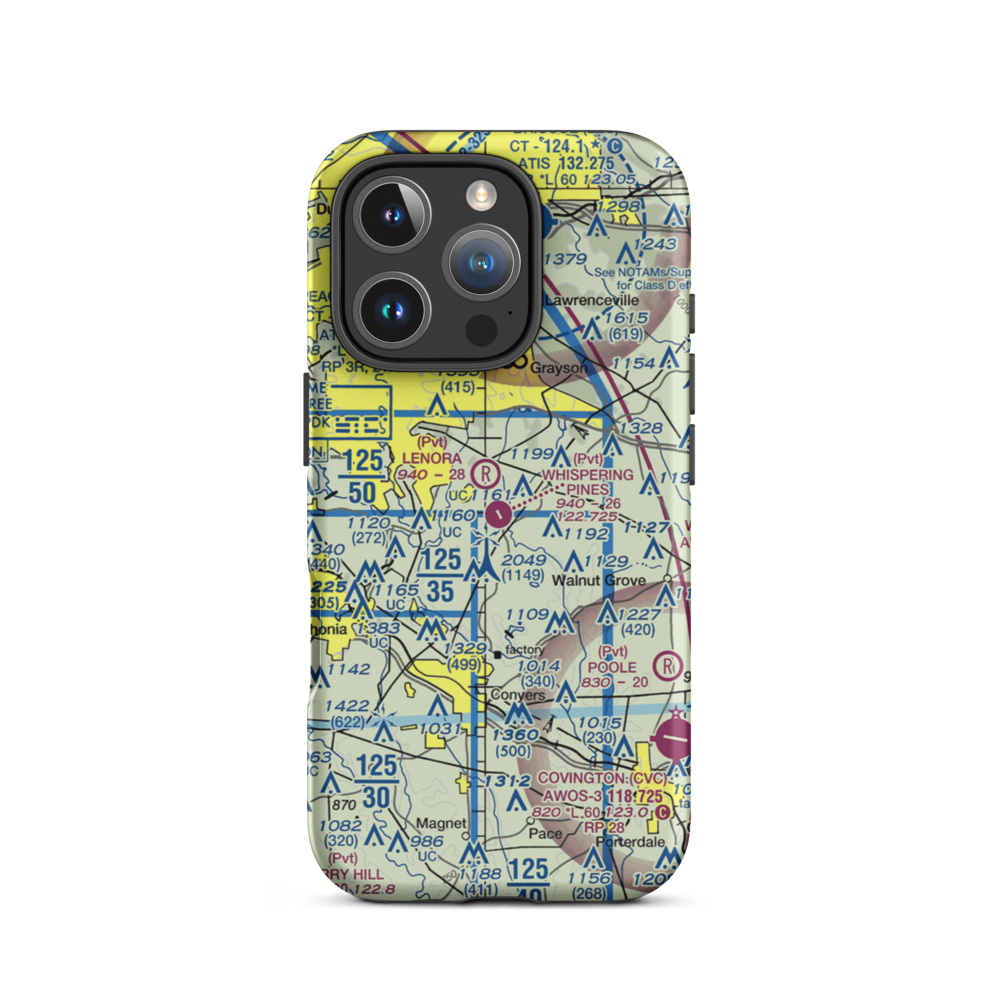 Whispering Pines Airport (GA80) VFR Sectional  Tough iPhone Case iPhone 16 Pro model shown