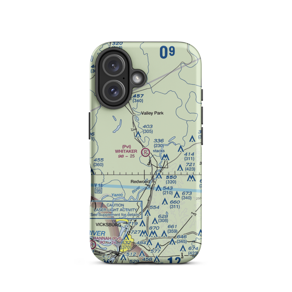 Whitaker Airport (MS43) VFR Sectional  Tough iPhone Case iPhone 16 model shown