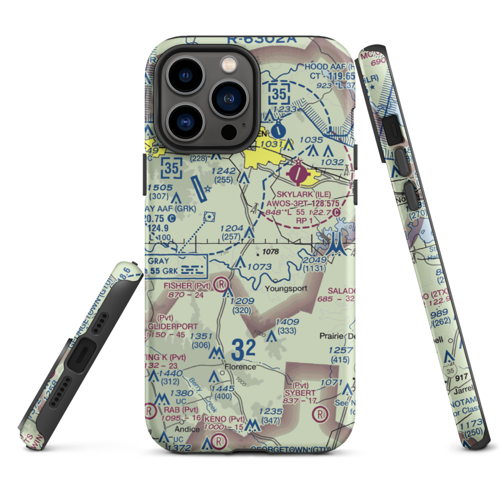 White Airport (69TS) VFR Sectional  Tough iPhone Case iPhone 13 Pro Max model shown