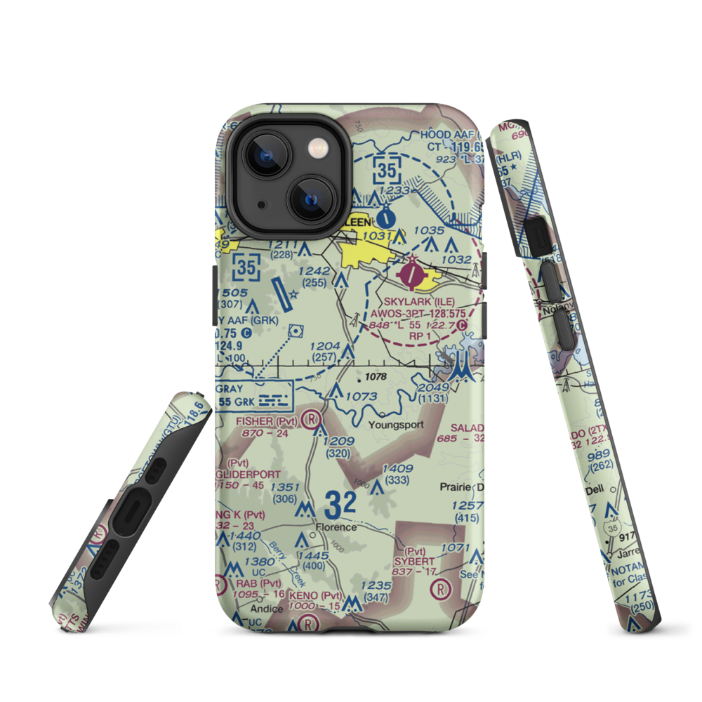 White Airport (69TS) VFR Sectional  Tough iPhone Case iPhone 14 model shown
