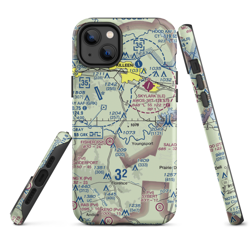 White Airport (69TS) VFR Sectional  Tough iPhone Case iPhone 14 Plus model shown