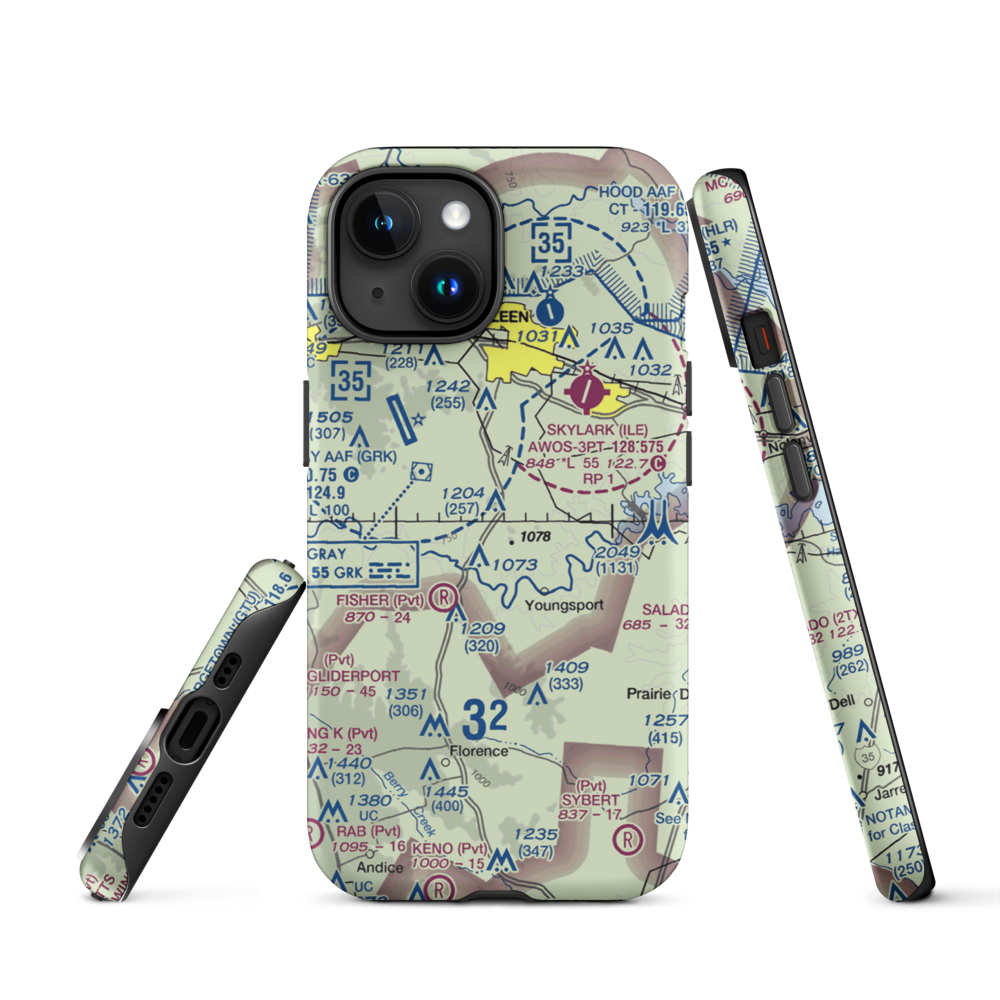 White Airport (69TS) VFR Sectional  Tough iPhone Case iPhone 15 model shown