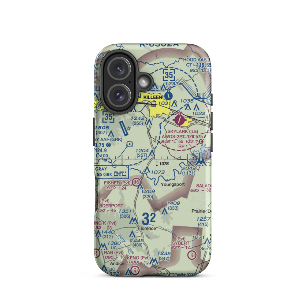 White Airport (69TS) VFR Sectional  Tough iPhone Case iPhone 16 model shown