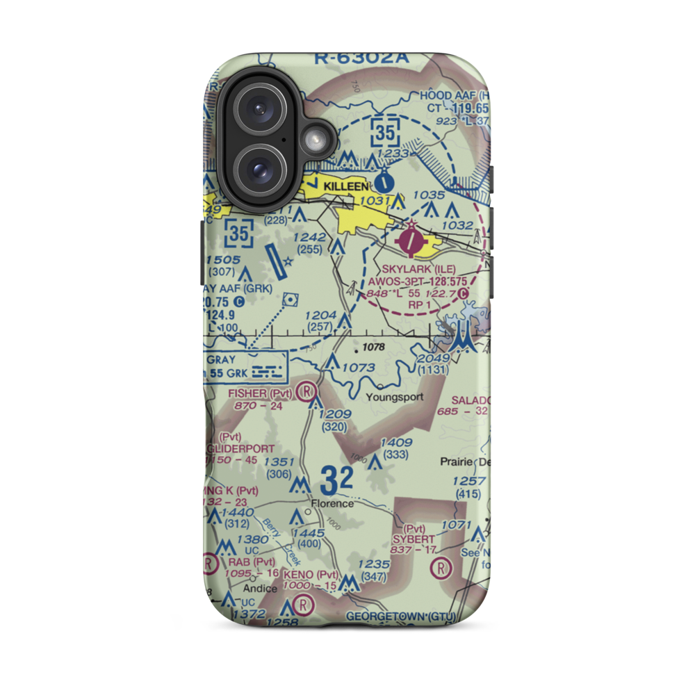 White Airport (69TS) VFR Sectional  Tough iPhone Case iPhone 16 Plus model shown