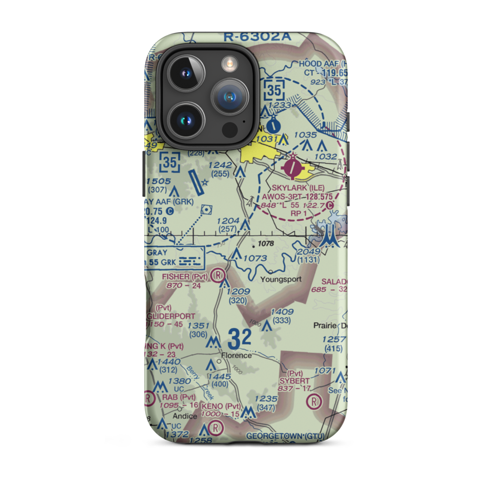 White Airport (69TS) VFR Sectional  Tough iPhone Case iPhone 16 Pro Max model shown