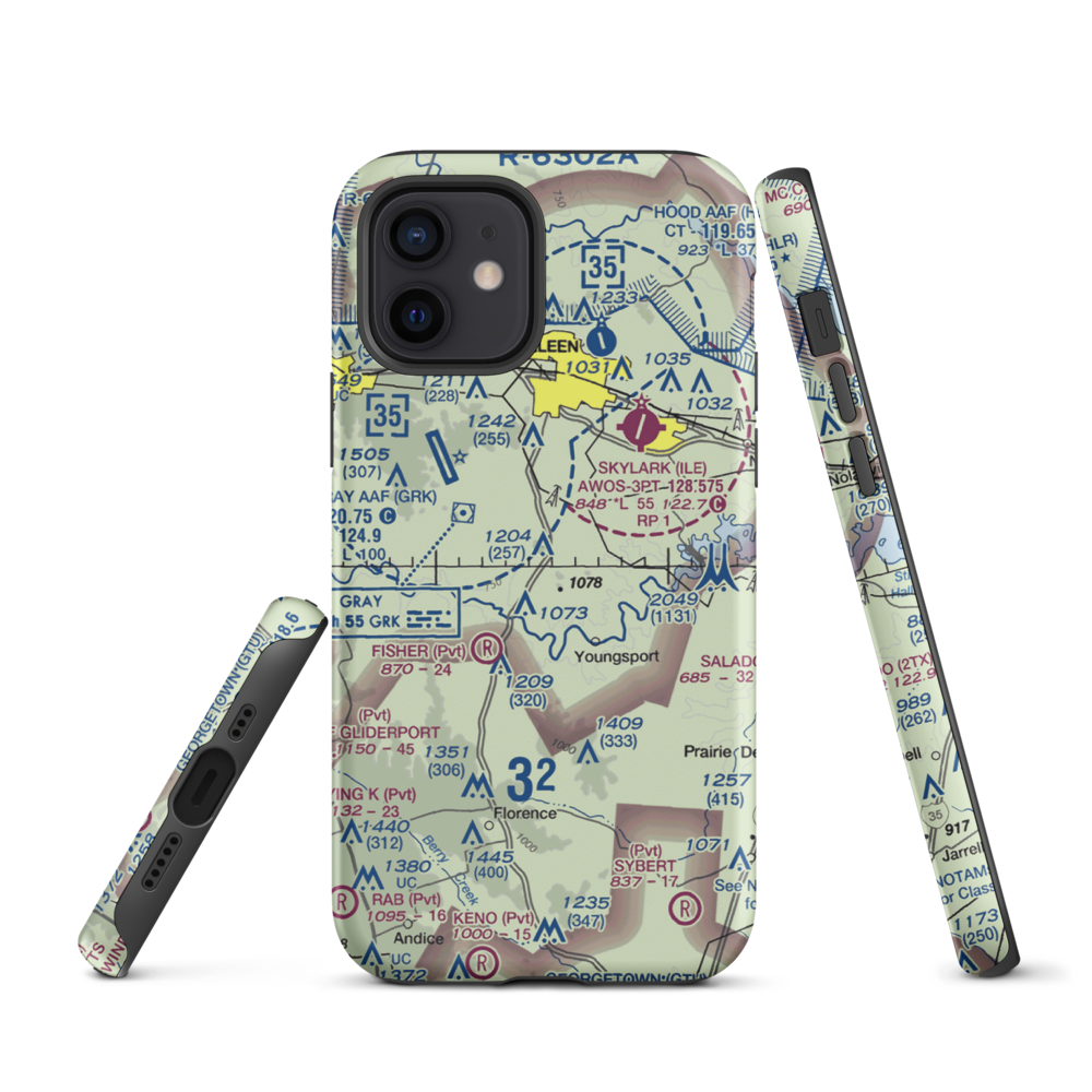 White Airport (69TS) VFR Sectional  Tough iPhone Case iPhone 12 model shown