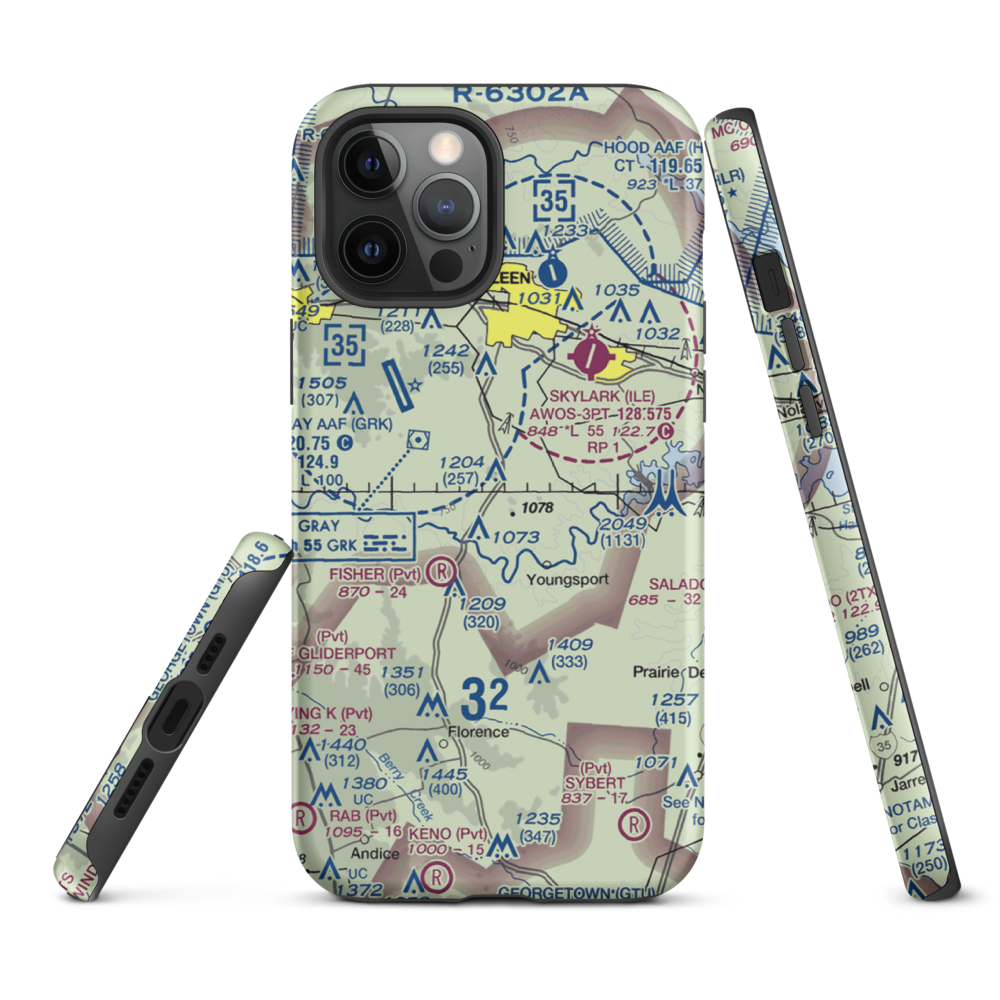 White Airport (69TS) VFR Sectional  Tough iPhone Case iPhone 12 Pro Max model shown