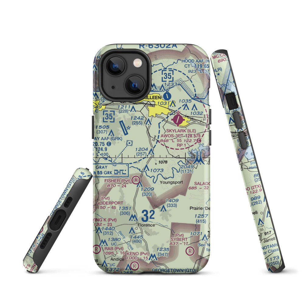 White Airport (69TS) VFR Sectional  Tough iPhone Case iPhone 13 model shown