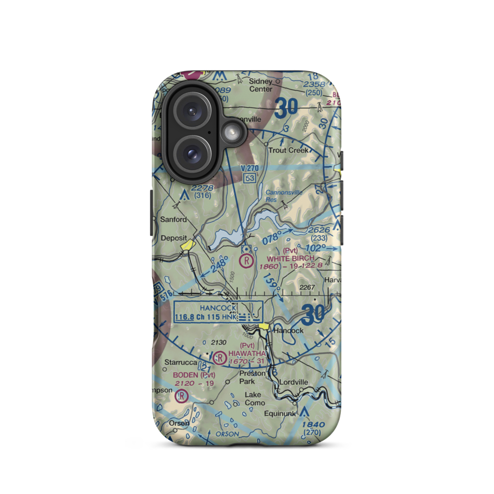 White Birch Airport (NK68) VFR Sectional  Tough iPhone Case iPhone 16 model shown