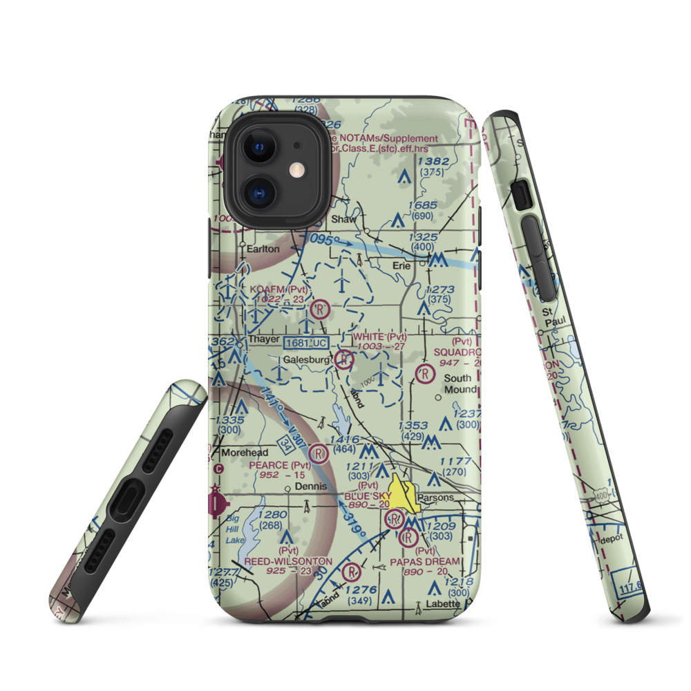 White Farms Airport (36KS) VFR Sectional  Tough iPhone Case iPhone 11 model shown