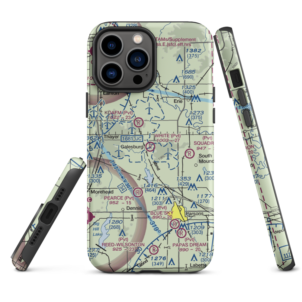 White Farms Airport (36KS) VFR Sectional  Tough iPhone Case iPhone 13 Pro Max model shown