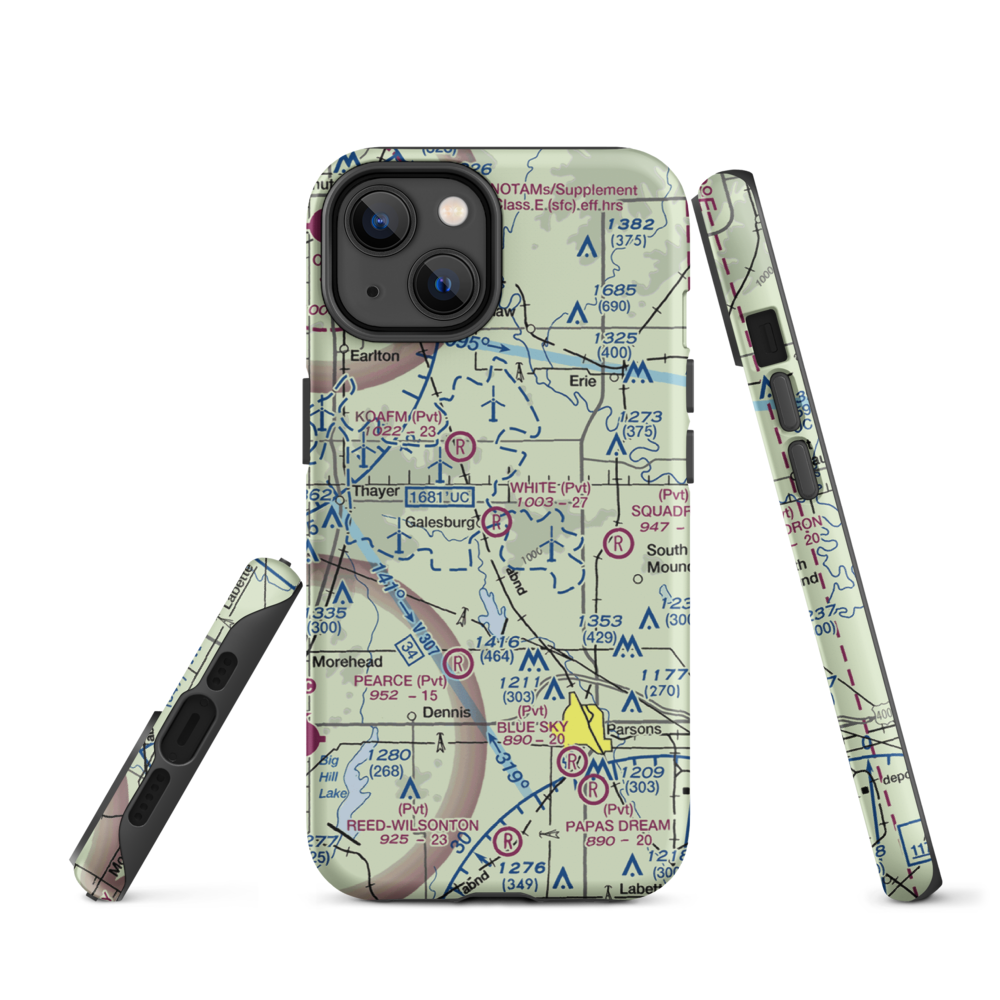 White Farms Airport (36KS) VFR Sectional  Tough iPhone Case iPhone 14 model shown